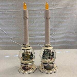 Thomas Kinkade “Season of Light” Snowglobe Candleholders